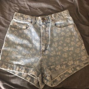 American Apparel High Waisted Floral Jean Shorts